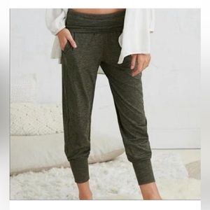 OFFLINE by Aerie Green Black Spacedye High Waist Fold Over Jogger Size M